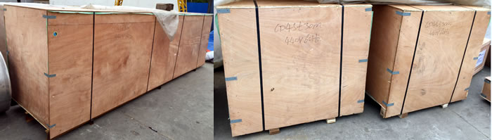 The 45 ton electric hoist is packed and ready to be sent to the Philippines