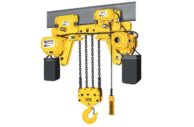 Low headroom travelling electric chain hoist