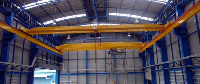 overhead crane installation at the valve plant