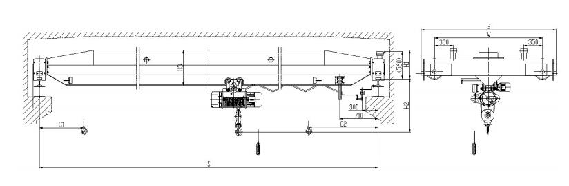 LD Electric Single Girder Overhead Crane Drawing