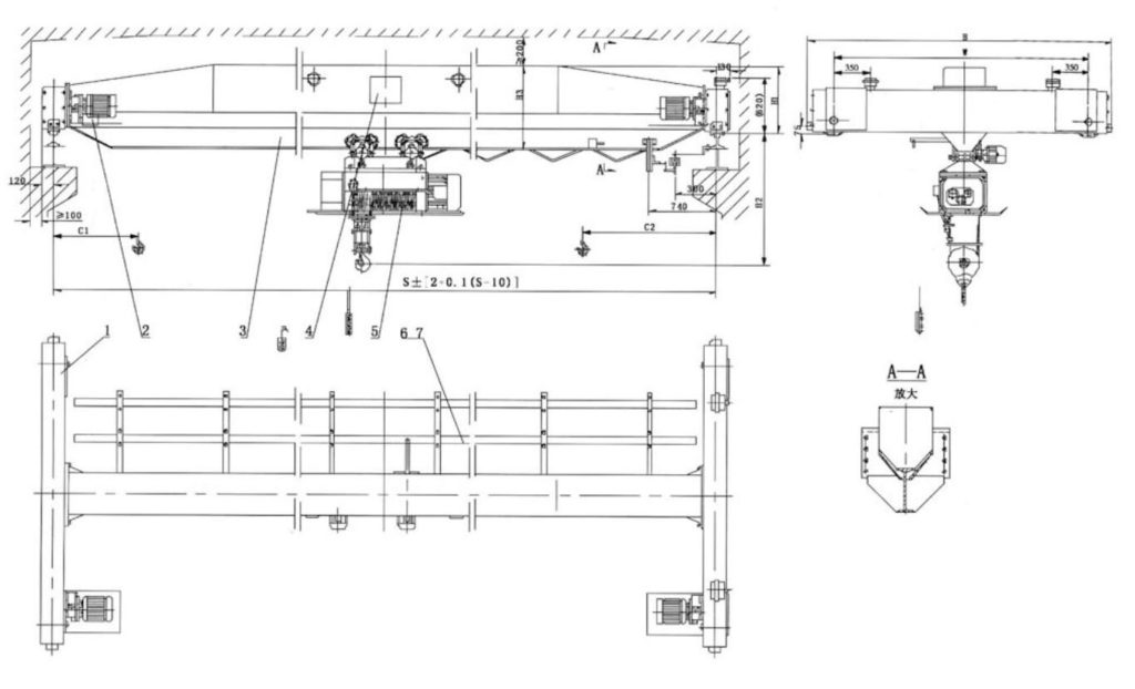 LDY Metallurgical Single Girder Overhead Crane Drawing