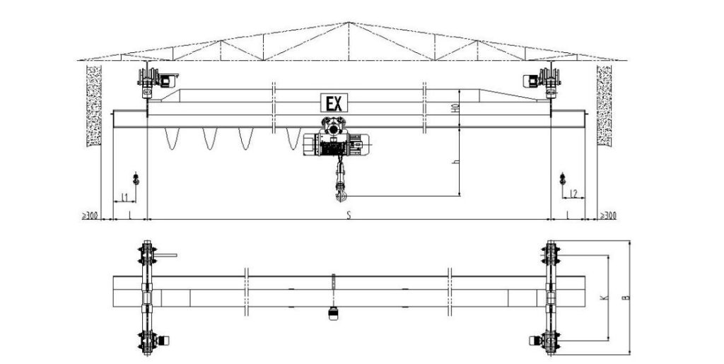 LXB Explosion-proof Underslung Crane drawing