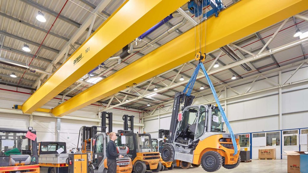 Overhead crane in car factory