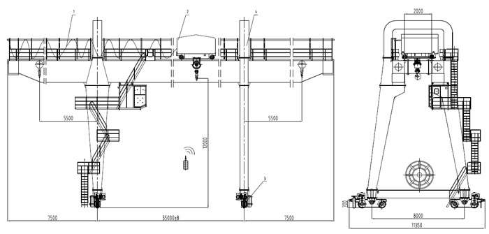 Double girder gantry crane drawing