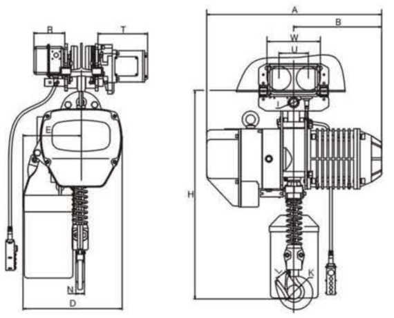 5 ton Electric Chain Hoist Drawing