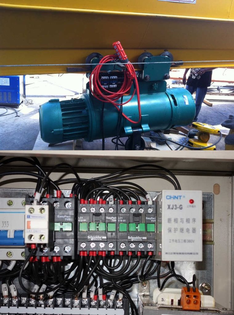 Overhead Crane Finished Installation-electrical box and wire rope hoist