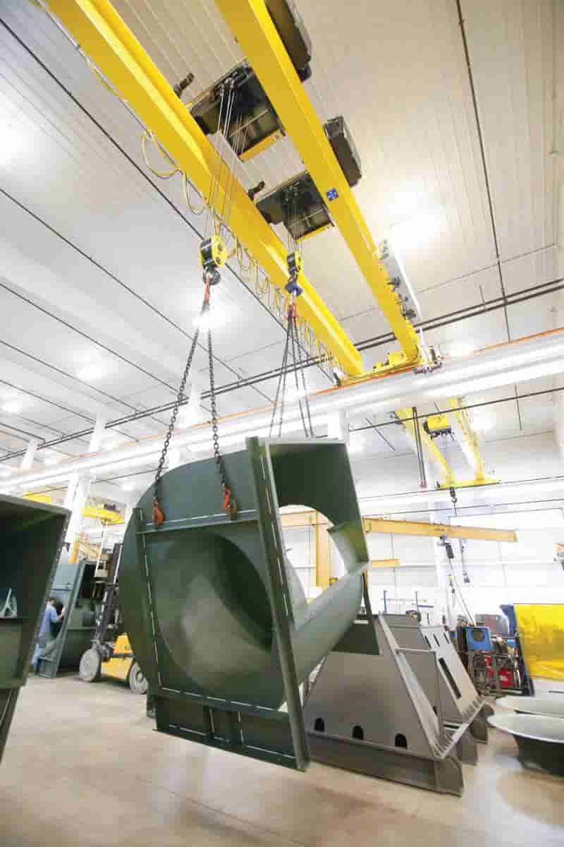 New York Blower's new factory installs four sets of overhead cranes for load steering