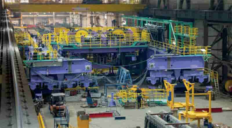 The massive Kranbau trolley under assembly