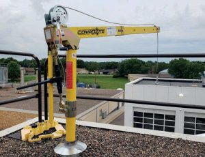A rooftop mounting for a CompOZite davit from Oz Lifting Products.
