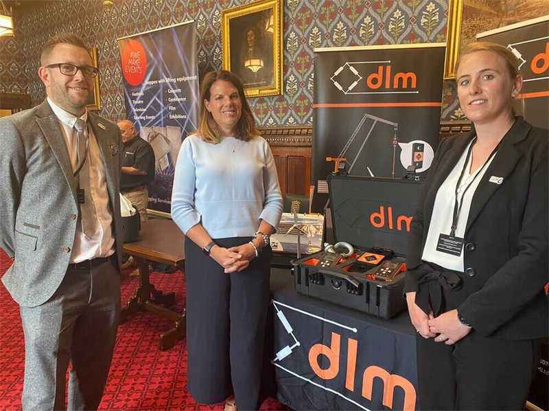 Caroline Nokes (centre), MP for Romsey and Southampton North, with DLM’s Martin Halford and Carly Collins at UK